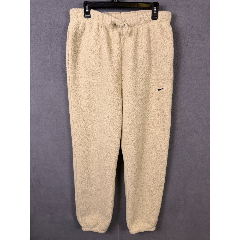 Nike‎ Womens Therma-Fit Sherpa Fleece M Ivory High Pile Tapered